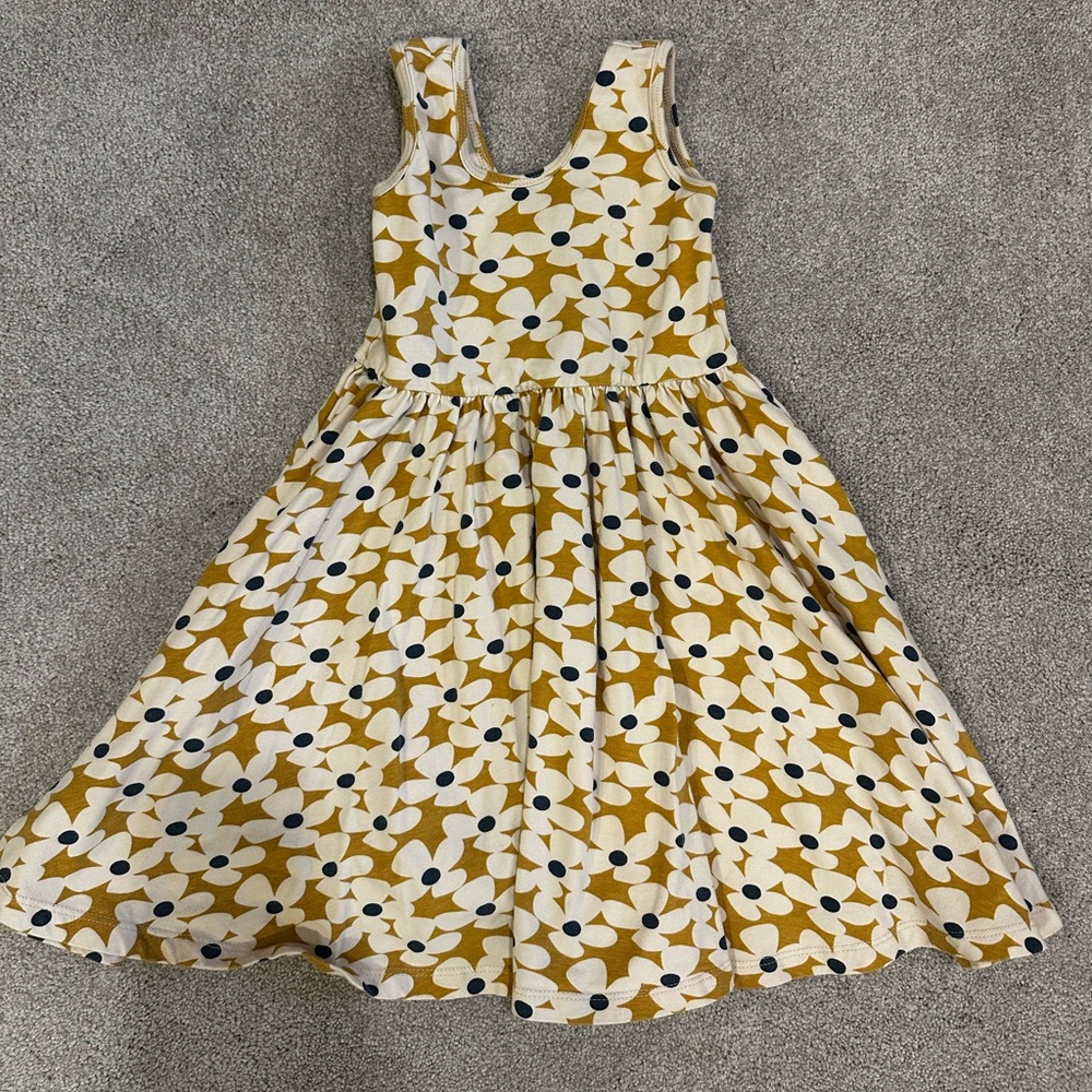 Alice and Ames Charming Floral Kids Dress in Mustard and White